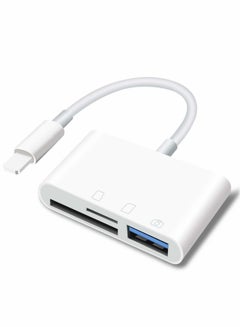 اشتري SD Card Reader for iPhone iPad, Portable USB Camera Adapter 3 in 1 USB Female OTG Adapter Compatible SD/TF Card في الامارات