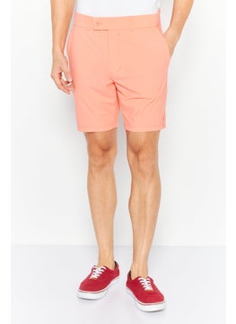 اشتري Men Regular Fit Plain Basic Shorts, Collar Peach في الامارات