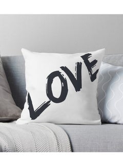 Buy Square pillow with “LOVE” print, white, size 40x40 cm in Saudi Arabia