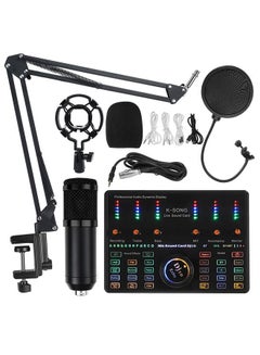 Buy Professional Audio DJ10 Condenser Microphone Telephone Live Broadcast Kit Singing Game Microphone BM800 (Black) in UAE