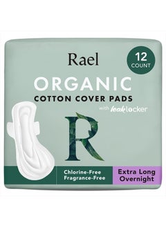 اشتري Pads for Women, Organic Cotton Cover - Period Pads with Wings, Feminine Care, Sanitary Napkins, Heavy Absorbency, Unscented, Ultra Thin (Extra Long Overnight, 12 Count) في الامارات