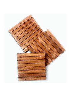 Buy Hometaste Wooden Floor Decking Tiles Timberlock - Interlocking Wood Tiles For Balcony, Garden, Home, Office - 31X31X2.5Cm - Pack Of 10 in UAE