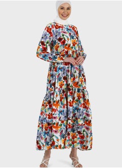 Buy Floral Print Tiered Dress in UAE