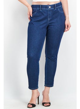 Buy Women Slim Fit Plain Stretchable Jeans, Blue in Saudi Arabia