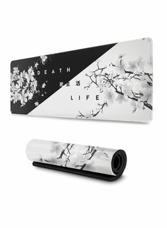 Buy Gaming Mouse Pad Black and White Cherry Blossom,Extended Large Mouse Mat Desk Pad, Stitched Edges Mousepad, Long Non-Slip Rubber Base Mice Pad(31.5x11.8x0.12 Inch) in UAE