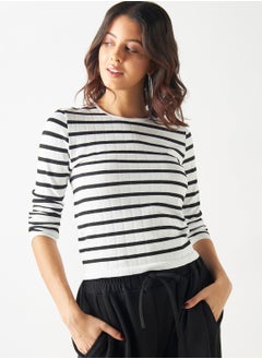 Buy Crew Neck Striped T-shirt in UAE