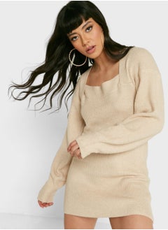 Buy Square Neck Knitted Dress in UAE