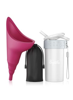 Buy Feminine Urination Device, Portable Reusable Urinal Funnel with Extension Tube for Travel, Festivals, Camping, Traffic Jams and More, Includes Waterproof Bag and Cup - Fuchsia in Saudi Arabia