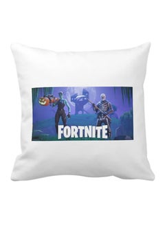 Buy Square pillow with “Fortnite logo” print, white, size 40x40 cm in Saudi Arabia