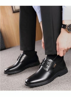Buy Men's Business Formal Casual Leather Shoes Lace-Up Rounded Toe Fashion Oxford Shoes With Low Heel in UAE