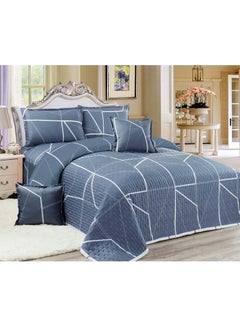 Buy Sleep night Compressed 6 Pieces Comforter Set King Size 220 X 240Cm Reversible Bedding Set for All Seasons Double Side Quilt Stitching Grey in Saudi Arabia