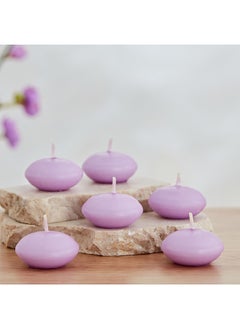 اشتري Qara 6-Piece Lavender Chamomile Nuggets Floating Candle Set 9 x 2.5 x 13.5 cm في الامارات