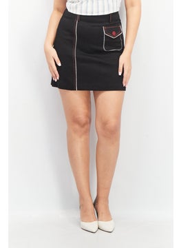 Buy Women Solid Denim Mini Skirt, Black in UAE