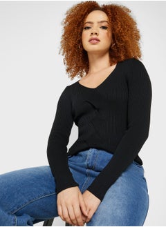 Buy V-Neck Knitted Sweater in UAE