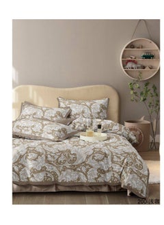 Buy King Size 6 Piece Duvet Cover Set Contemporary Leaf Print Bedding Sets, Smooth Cotton Material Modern Geometric Print in UAE