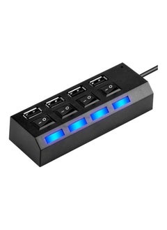 اشتري USB HUB 2.0 High Speed 4 Ports Adapter Expander Multi USB Splitter Multiple Extender with LED Lamp Switch for PC Laptop (4P) في الامارات