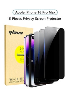 Buy 3 Pcs iPhone 16 Pro Max Privacy Screen Protector, Easy Installation with Alignment Frame, Anti-Drop and Anti-Scratch, Case Friendly Anti-Spy Anti-Fingerprint in Saudi Arabia