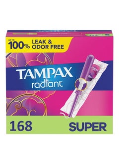 اشتري Radiant Tampons, Super Absorbency, With Leakguard Braid, Unscented, 28 Count x 6 Packs (168 Count total) في الامارات