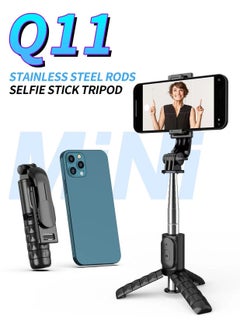 اشتري Q11 اللاسلكية Mini Selfie Stick حامل ثلاثي القوائم لسطح المكتب للهواتف الذكية ، أسود في الامارات