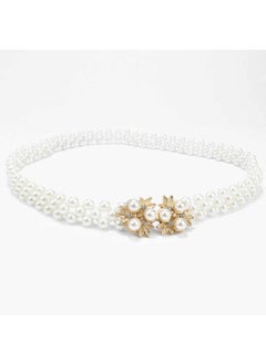 Buy Korean Style Womens Pearl Waist Chain Fashion Dress Elastic Belt Womens Decorative All-match Sweet Waist Cover WholesaleKL139-10 KL139-10 in UAE