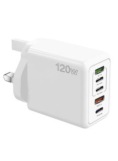 Buy 5 Ports USB C Charger Plug Type C PD 120W QC 3.0 Fast Wall Mains Power Delivery Adapter for Laptops, MacBook Pro/Air, Steam Deck, iPad, iPhone 15 Series,Samsung, Huawei, Oneplus, Xiaomi,Lenovo White in Saudi Arabia