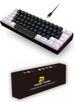 اشتري 60% Wired Gaming Keyboard, RGB Backlit Membrane Keyboard But Mechanical Feeling,Ultra-Compact Mini Waterproof Keyboard for PC Computer Gamer White and Black في الامارات