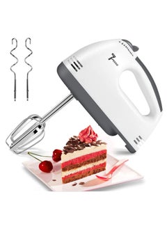 اشتري Electric Hand Mixer, 7-Speeds Lightweight Hand-Held Electric Mixer, Portable Powerful Kitchen Mixer Stainless Steel Egg Whisk with Egg White Separator, Egg Sticks & Dough Sticks for Baking & Cakes في السعودية