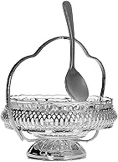 اشتري Queen Anne silver plated round jam dish With holder (spoon + glass plate) . 0/6348 في مصر