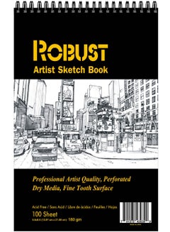 اشتري Robust 400 Series Sketch book (5.5"x8.5") , 100Sheets Sketch Pad, 180gsm Drawing Notebook, Art Paper For Dry and Wet Media, Drawing Book For Kids, Spiral Bound Artist Sketch Paper, Acid Free Art Book في الامارات
