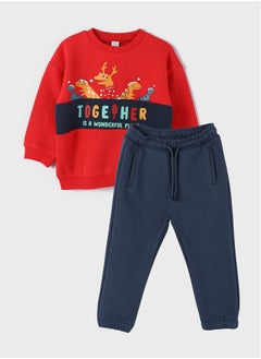 اشتري Crew Neck Printed Baby Boy Sweatshirt and Sweatpants 2-Pack في مصر