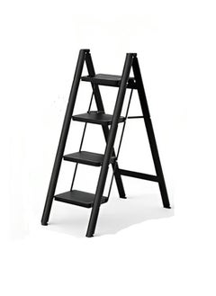 Buy Versatile home metal ladder with sturdy wide pedal foldable 4 rungs perfect design in Saudi Arabia