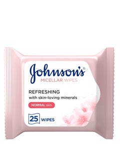 Buy Johnson's Cleansing Face Micellar Wipes, Refreshing, Normal Skin, 25 Wip in UAE