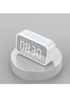 Buy Cross-border wireless Bluetooth speaker mirror clock Alarm Clock Mini Card week temperature Radio gift small stereo JM03 White English version in UAE