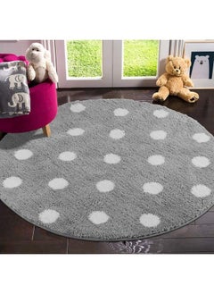 اشتري Polka Dots Round Area Rugs 3Ft Diameter Kids Play Mat Soft Plush Baby Crawling Mat Nonslip Throw CarpetFor Teen Girl Living Room Bedroom Playroom Nursery Decor Best Shower Gift(Gray) في الامارات