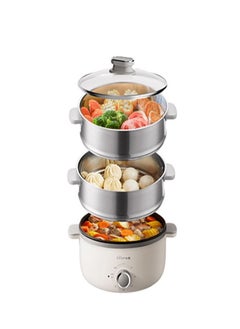 Buy 13 Liter Multifunctional Three Tiers Steamer Stainless Steel 1500W Non-Stick Food and Vegetable Electric Steamer in UAE