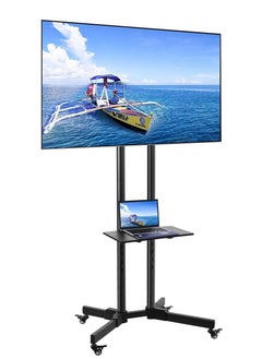 اشتري Mobile Rolling TV Cart with Lockable Wheels for 32-65inch LED Screen AV Carts & Stands, Tall TV Stand with Mount Height Adjustable Floor TV Stand Holds Up to 50KG Max VESA 600x400mm في الامارات