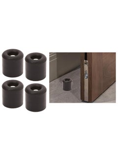 اشتري Pack Of 4 Rubber Door Stopper Black Slip Resistant For Tiles Carpet Wood And Laminate Floors And Other Floor Surfaces Stop 40Mm x 40Mm في الامارات