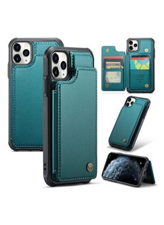 Buy Wallet Case for Apple iPhone 11 Pro Max, Premium Handmade Durable PU Leather Slim Shockproof Case with [Double Magnetic Clasp] [Card Holder] [Kickstand] [RFID Blocking] (Green) in UAE