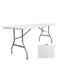 اشتري Folding Table - Foldable Heavy Duty Plastic Table for Indoor & Outdoor Parties, Picnic, Camping, Wedding, BBQ Catering, Garden Dining - Fold-in-Half Portable Utility Table - White - في الامارات