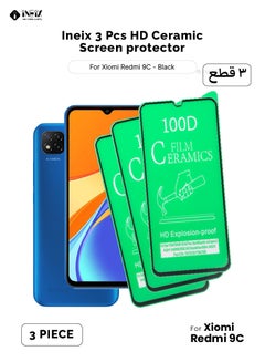 Buy 3 Pcs HD Ceramic Screen Protector For Xiaomi Redmi 9C - Black/Clear in Saudi Arabia