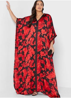 Buy Floral Print Cape Sleeve Jalabiya in UAE