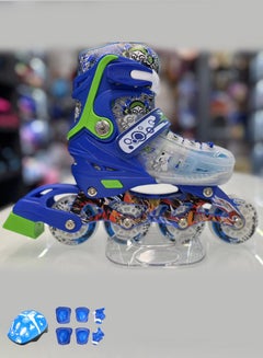 اشتري New design and high quality Inline Skates Adjustable Size Roller Skates with Flashing Wheels for Outdoor Indoor Children Skate Shoes for Boys and Girls (blue) في الامارات