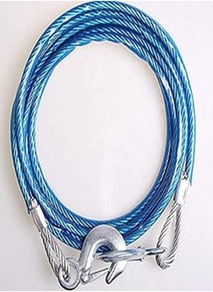 اشتري TOT Car Vehicle Boat Steel Wire Towing Pull Strap Rope with Hook Heavy Duty Tow Cable (Blue) في مصر