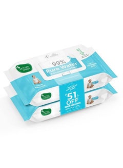 اشتري 99% Pure Water Baby Wipes (40X2) Super Saver Travel Friendly Combo Pack ; Wipes Made With Plant Based Fabric في الامارات