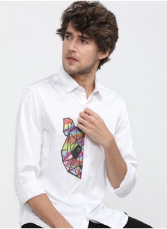 اشتري Bear Placement Print Slim Fit Shirt with Long Sleeves في السعودية