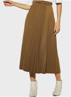 Buy Embellished Belted Detail High Waist Skirt in Saudi Arabia