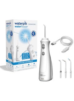 اشتري Waterpik Cordless Pearl Water Flosser, Electric Dental Flosser, Rechargeable Dental Plaque Removal Tool to Clean Between Teeth, Oral Irrigator Ideal for Travel or Small Bathrooms - White (WF-13UK) في مصر