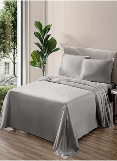 Buy Plain sheet set with fabric pattern - color:Greige Size: 180*270+1 pillowcases. in Egypt