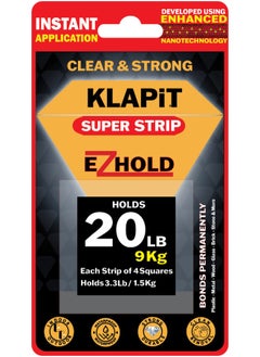 Buy KLAPiT Super Strip EZHold - pre-cut 1"x1" Heavy-Duty Mounting Tape Squares, double sided, Waterproof, transparent Holds up to 15 LB (6.8 kg) instant, clean adhesion and leaves no residue (16pc) in UAE