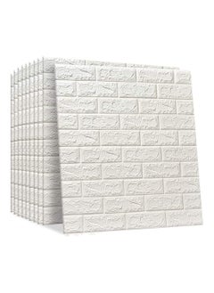 Buy PE Foam 3D Wall Tile Pattern, Self-Adhesive, Anti-Collision, Waterproof Wall Sticker (70x77cm), Bundle of 10pcs - White in UAE